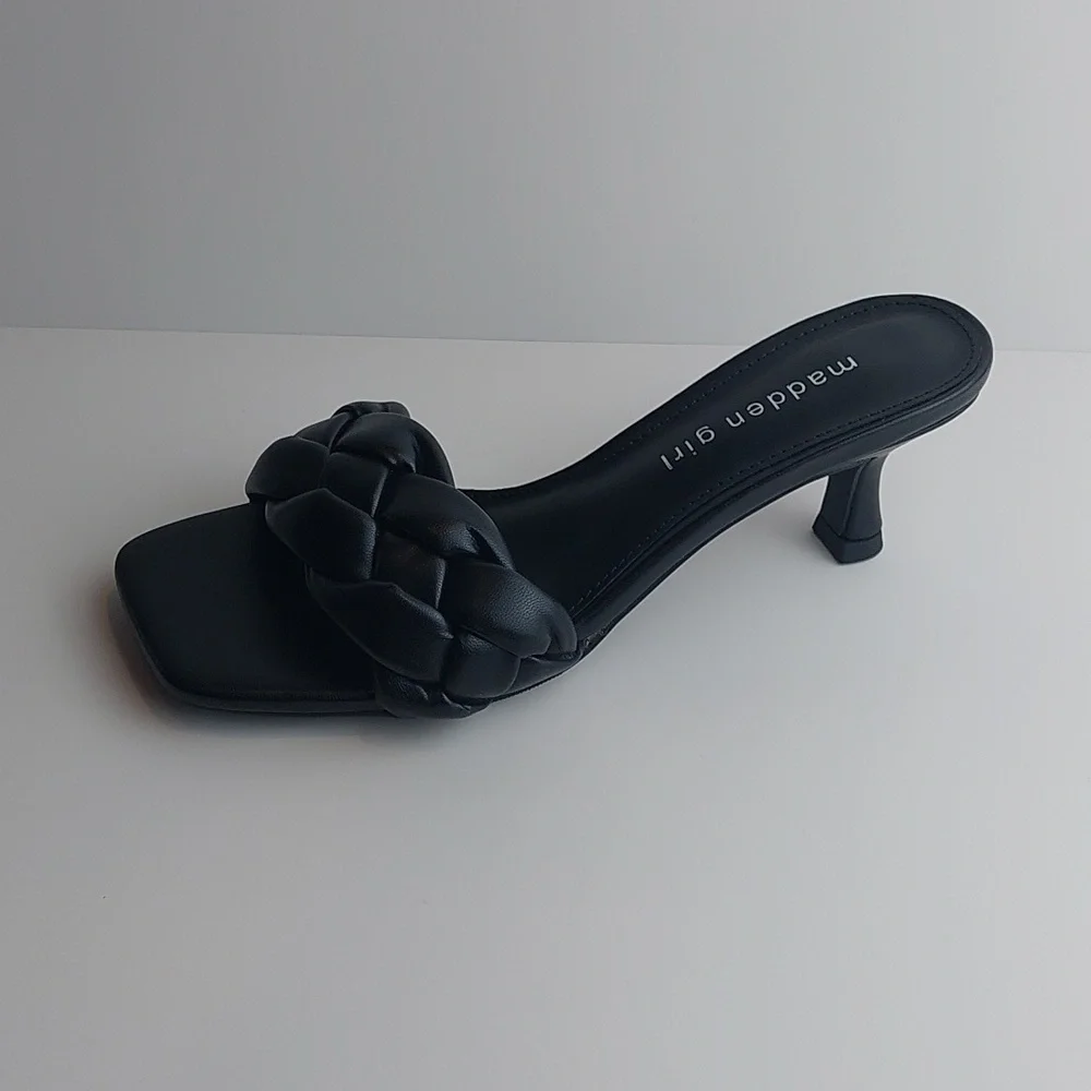 Madden girl women's sandals‎ kitten heels shanaa black size 6.5M